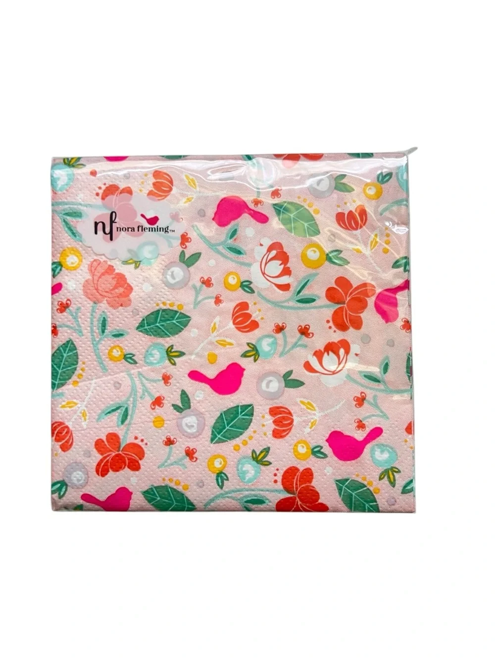 Nora Fleming Floral and Bird Pattern Cocktail Napkins Bundle of 7